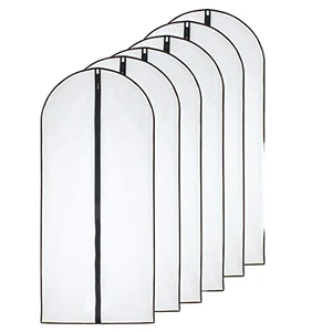 Clear Foldable PEVA Hanging Clothes Closet Storage Dustproof Suit Protectors Zipper Garment Bags 15L Coats Jackets Shirts