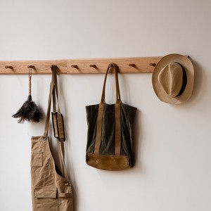 Custom Solid Wood Wall Mounted Organizer, No Drilling Coat Rack with Hooks for Entryway, Bedroom Door Back Hanging Storage