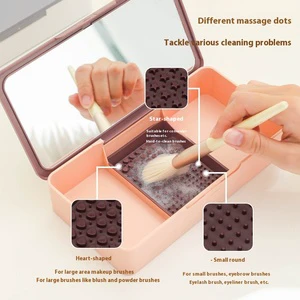 Modern Design Portable Multifunctional Beauty Cosmetic Brush Storage Box with Simple Lipstick Partition Mirror