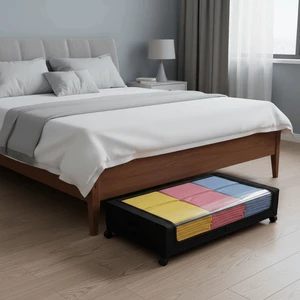 Under Bed Storage Containers with Wheels Metal Frame Underbed Organizer Bin for Clothes Blankets and Shoes