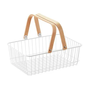 Black Iron Wire Basket for Kitchen Laundry & Fruit Storage Eco-Friendly Modern Rectangle Design with Handles