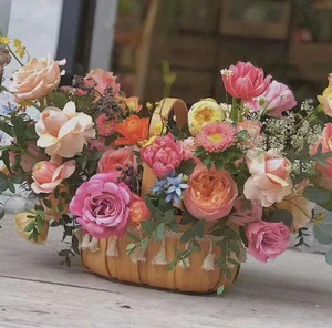 Watermelon Basket With Lace And Bow Decoration Flower Basket Valentine's Day And Mother's Day Gift From Flower Shop