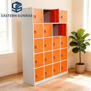 20 Compartment Metal Locker Cabinet Multi-Door Storage Unit with Locks for Public Changing Room Factory Warehouse