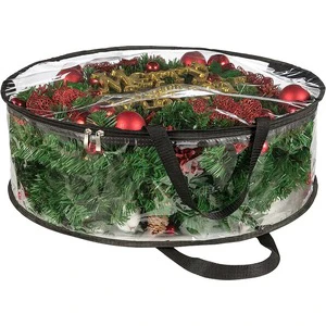 Transparent Foldable Oxford Cloth Christmas Tree Storage Bag Xmas Wreath Organizer National Style Christmas Storage Holder