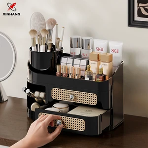 XinHang Multi-purpose Makeup Organizer Lipstick Skincare Storage Box Dust-Proof Large Cosmetic Storage Organizer with 2 Drawers