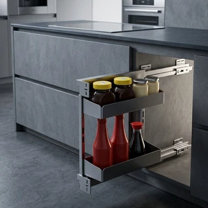 Double Tier Narrow Gap Cabinet Organizer Made Of Stainless Steel For Kitchen Bar Household Storage