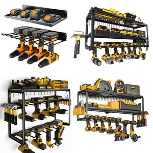 Hot-Selling Modern Detachable Adjustable Heavy-Duty Carbon Steel Garage Wall-Mounted Multi-Slot Electric Drill Tool Storage Rack