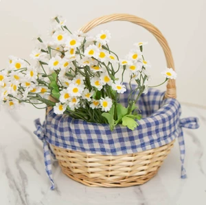 Wholesale Handmade Natural Wicker Woven Bread Fruit Vegetable Storage Basket Shopping Picnic Basket with Cloth Liner and Handle