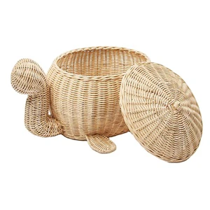 Wholesale Eco-Friendly Durable Rattan Woven Round Shape Storage Basket with Customizable Size & Logo for Home Use