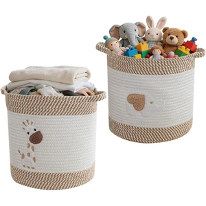 Cotton Modern Minimalist Large-Capacity Decorative Woven Storage Basket Toy Organizer for Kids Rooms
