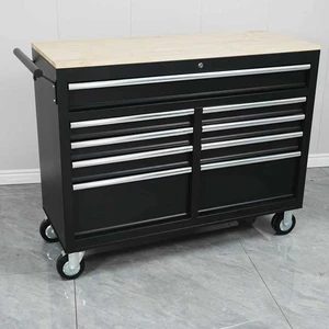 Industrial Tool Trolley Metal Steel Black Rolling Large Tool Cabinet System for Garage Workshop with Storage Workbench Chest