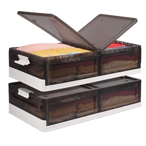 Premium Plastic Foldable Under Bed Storage Box with Secure Latching Lid Wheels Dustproof and Space-Saving