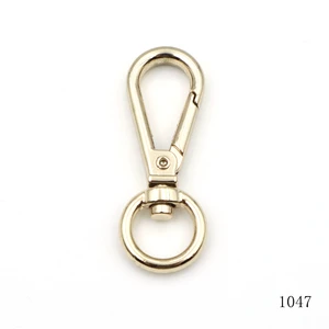 High End Zinc Alloy Bag Hardware Factory O Ring Swivel Hook Metal Clip 12.5mm Light Gold Snap Hook for Keychain and Pendant