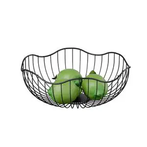 WIREKING Minimalist Black Metal Wire Fruit Basket Collection - Multi-Style Kitchen Storage Organizer