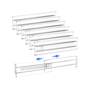 Expandable Clear Thick Plastic Drawer Dividers | Adjustable Length Organizer | Separators for Kitchen Cabinet Closet Dresser