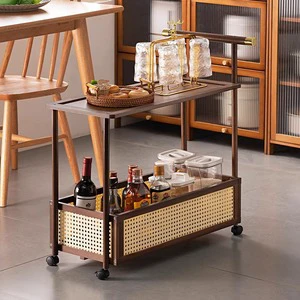 Modern Adjustable Wood Kitchen Storage Rack Organizer with 2 Drawers and 1 Shelf Household Sideboard Cabinet Spice Rack