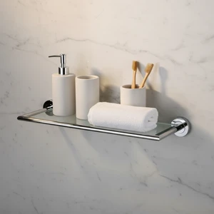 Modern Eco-Friendly Durable Single Tier Stainless Steel Glass Wall Mounted Bath Storage Rack for Hotel Use Custom Size Shelf