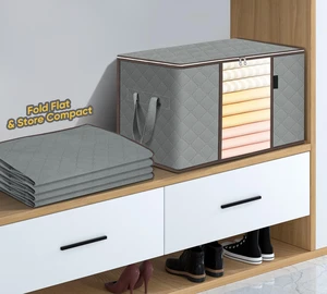 High Quality Large Capacity Eco-Friendly Foldable Wardrobe Storage Bag Transparent Window Non-woven Fabric Living Room Use
