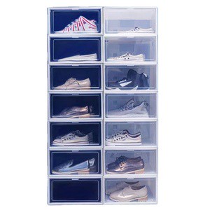 PP Transparent Plastic Rectangular Side Open Foldable Stackable Dust-proof Moisture-proof Modern Minimalism Shoe Box Bed