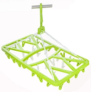 Wholesale Plastic Laundry Hanger With 32 Clips Drip Drying Baby Clothes Towels Underwear and Linen Plastic Laundry Hanging Rack