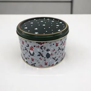 1.2L Green Christmas Goods Pattern round Storage Box Ø140x90 mm Christmas Storage Boxes