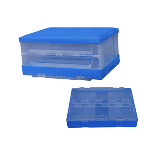 Foldable Nesting Storage Containers Stackable Plastic Crates Convenient Mobile Lids Solid Box Design Convenient Storage