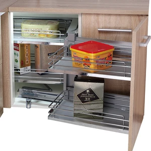 Modern Kitchen Pull Out Wire Storage Shelf Cabinets Hardware Accessory Organizer Soft Closing Magic Blind Corner Basket