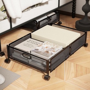 Cross-border for Modern Minimalist Iron Foldable Movable Under-bed Storage Rack for Bedroom Wheeled Clothes Organizer Storage