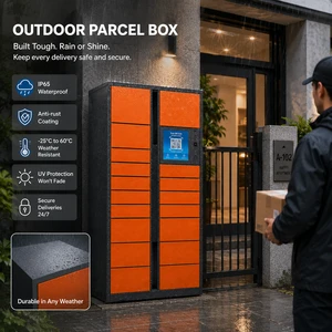 2026 Smart Parcel Locker with Cloud Management, Orange Waterproof Outdoor Delivery Box for Apartment & Community