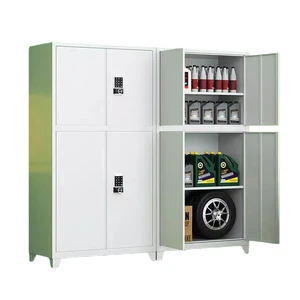 Car Storage Cabinet Heavy Duty Garage Steel with Code Lock Rust Prevention Assembled 4 Compartments Wall Mount for Workshop