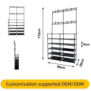 Modern Square 5-Layer Double-Row Coat Rack Hat Shoe Rack Household Clothes Rack Kitchen Storage