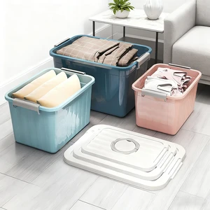 Modern Transparent Plastic Storage Box Foldable, Lockable, Eco-Friendly Airtight. Rectangle Shape Shoe Organizer for Bathroom