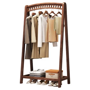 Solid Wood Multifunctional Coat Rack Floor-Standing Modern White Ash Wood Bedroom Home Use Bedside Clothing Storage Shelf
