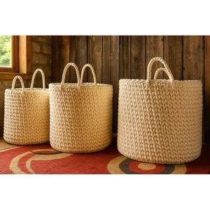 Large Durable Woven Laundry Basket Stylish Clothes Hamper Multifunctional Flexible Design Made Wicker Komodoin by Indonesia