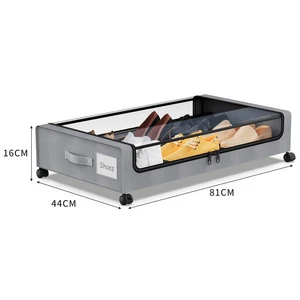 Modern Clear Window Rolling Metal Bed Storage Organizer Drawer Square Containers Wheels Underbed Clothes Organization