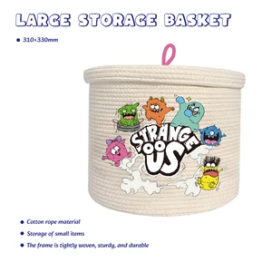 Strange US Monster Large Lidded Storage Basket-Cotton Rope Cartoon Handmade Design Multifunction Sturdy Breathable Organizer