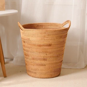 Vietnamese Woven Rattan Wicker Multifunction Laundry Storage Basket for Cleaning Home Organization in Kitchen & Small Spaces