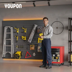 New Design Modern Large Capacity Large Easy Cleaning & Durable Design for Garage Organizer System Garage WPC Slat Wall Panel