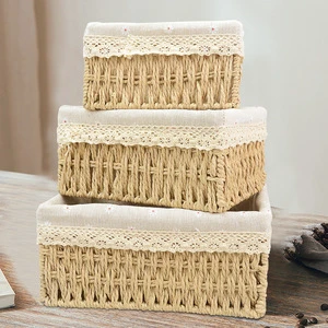 Eco-Friendly Multifunction Paper Rope Woven Storage Basket for Kids Organization