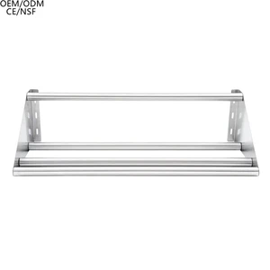 Commercial Kitchen Detachable Round Tube 304 Stainless Steel Wall Mounted Storage Rack Shelf