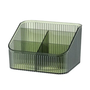 5-Compartment Plastic Cosmetic Organizer Rectangular Divided Makeup Bin & Vanity Storage Caddy Great for Cosmetics Skincare