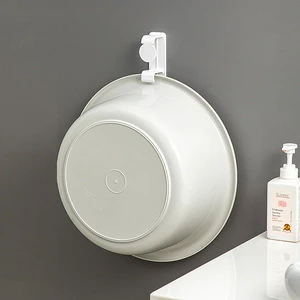Large Household Single-Tier Wall Hanging Basin Storage Rack Non-Perforated Multifunctional Plastic Design Novelty Hooks