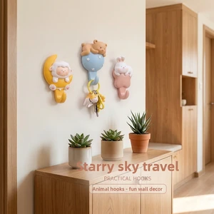 Cute Animal Japanese Style Decorative Hooks Creative Key Storage for Entryway Wall-Mounted Coat Rack-No Drilling Required