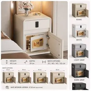 Furniture Style Bedroom Safe Cabinet With USB Type-C Charging Ports, Built-In Power Strip And Hidden Valuables Storage