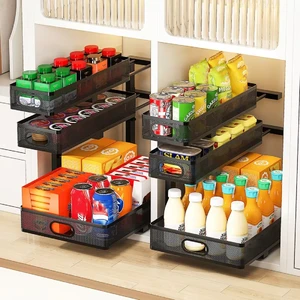 MIXWARES 3-Tier Heavy Duty Pull Out Cabinet Shelf-Height Adjustable Slide Under Sink Organizers Rack For Kitchen Bathroom