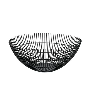 Metal iron Wire Fruit Basket Round Black Metal Fruit