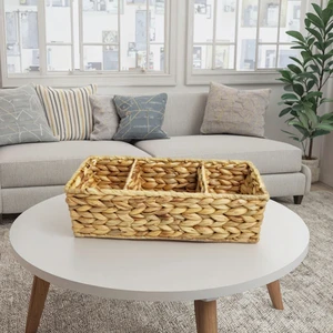 Yiqiang Ecofriendly Handmade Weaving Water Hyacinth Storage Basket Living Room Desktop Snacks Cosmetics Basket for Household