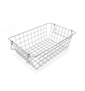 Silver Color Wire Storage Basket, Large Metal Basket for Bathroom and Office,Kitchen Organizer with Handles