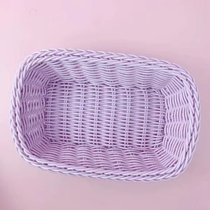 2025 Cute Imitate Rattan Woven Storage Basket for Sundries Desktop Cosmetics Snacks Storage Basket