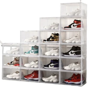 Sustainable Folding Stocked Rectangle Clear Plastic Shoe Box Storage